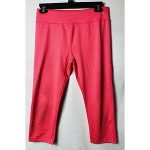 Under Armour Neon Hot Pink Striped Sports 3/4 Leggings Cycling Biking Yoga Sz M